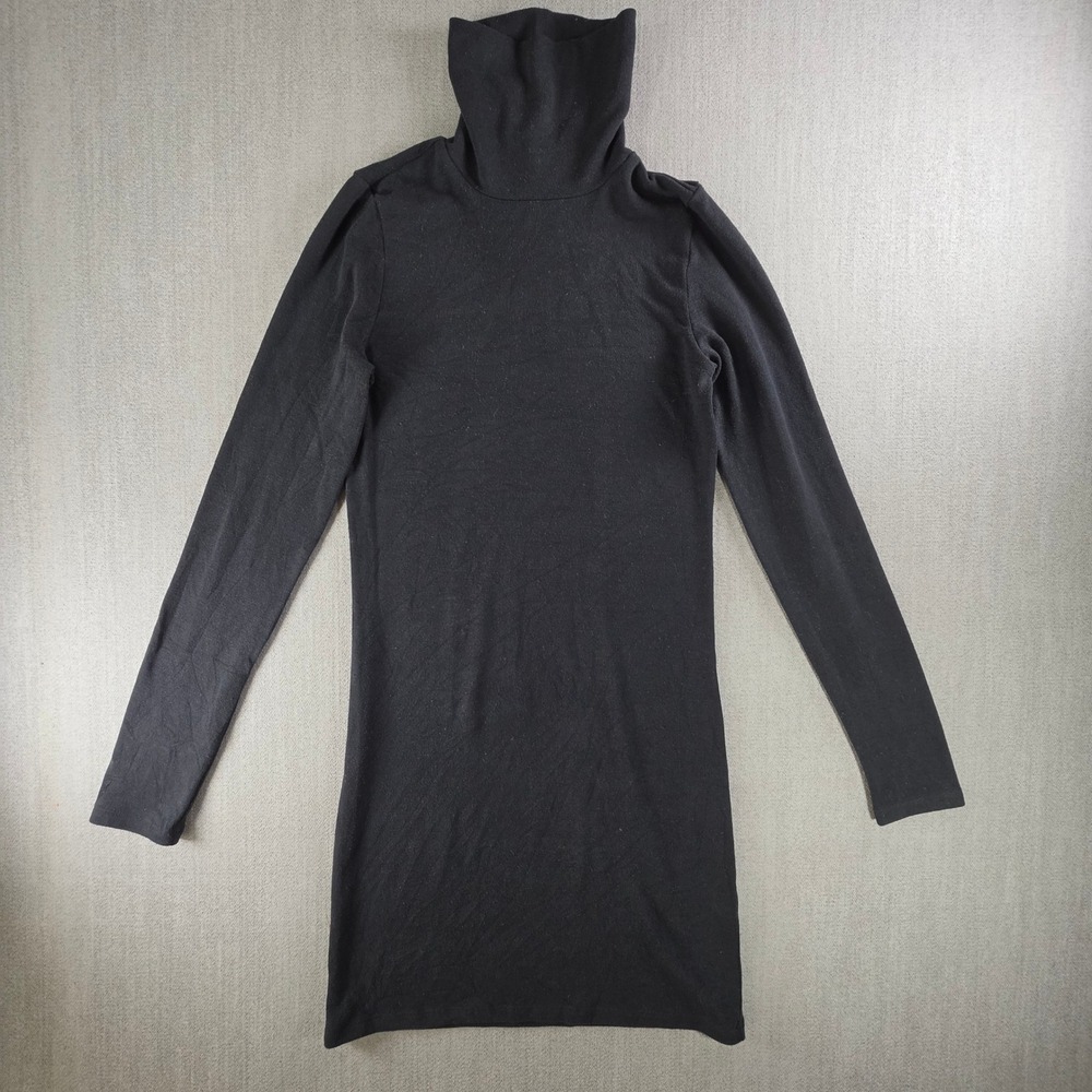Wilfred Free Turtleneck Dress Women M Black Long Sleeve Mini Knit Aritzia